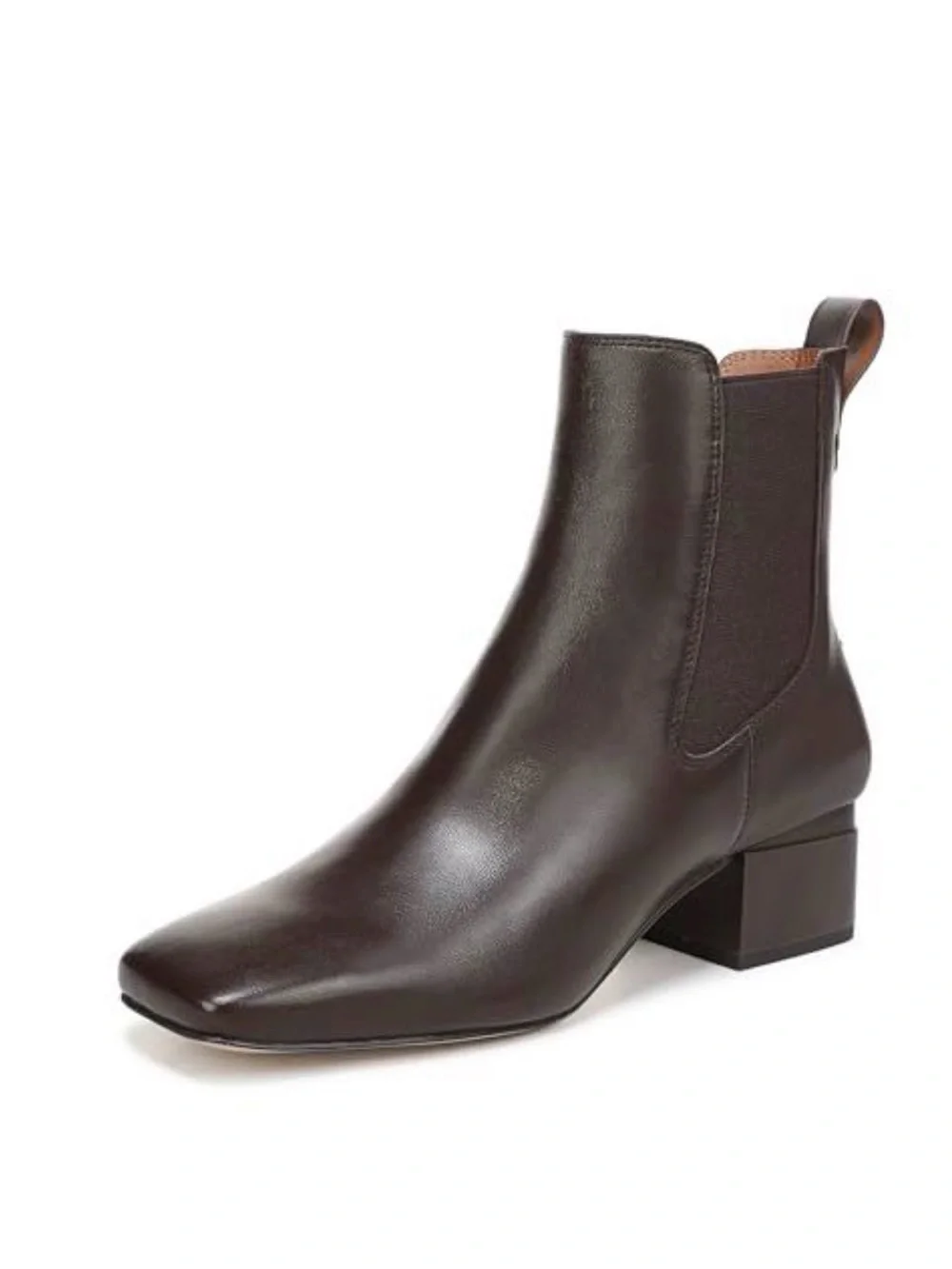 Leather Square-Toe Chelsea Boot in Dark Brown